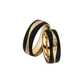 Gold/Carbon Trauringe - Ringpaar mit Gratis Versand- 1223-1224